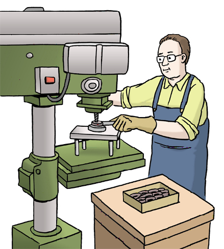 Arbeiter an der Borhrmaschine Arbeiter an der Borhrmaschine
